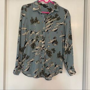 TOPSHOP Button down blouse with birds